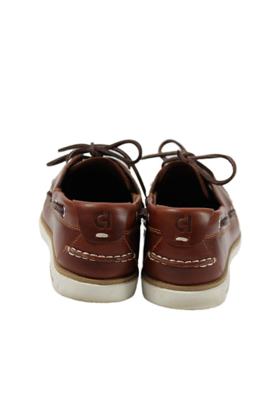 Cole Haan Men's Leather Lace Up Boat Shoes Brown Size 8.5