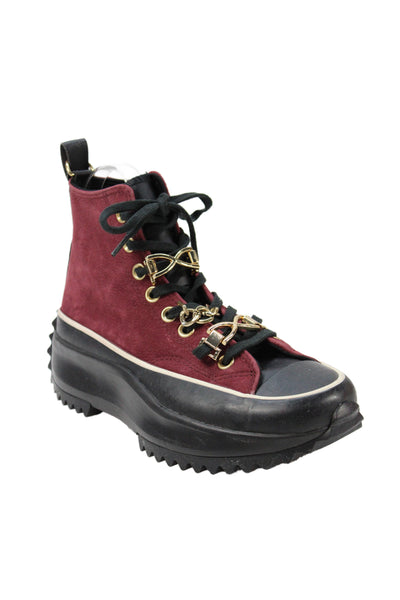 Converse Women's Suede Leather Rubber Sole Sneaker Burgundy/Black Size 8