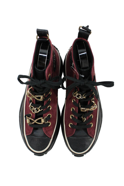 Converse Women's Suede Leather Rubber Sole Sneaker Burgundy/Black Size 8