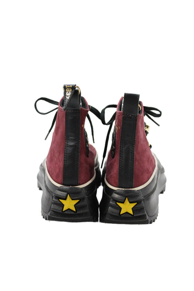 Converse Women's Suede Leather Rubber Sole Sneaker Burgundy/Black Size 8