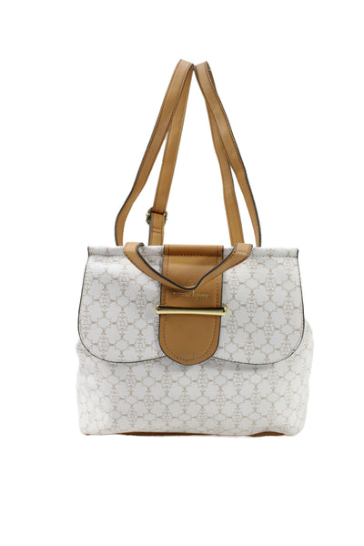 Nanette Lepore Womens Leather Two-Toned Backpack White