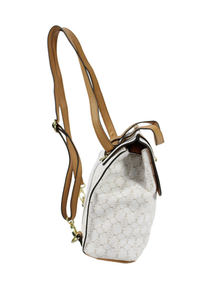 Nanette Lepore Womens Leather Two-Toned Backpack White