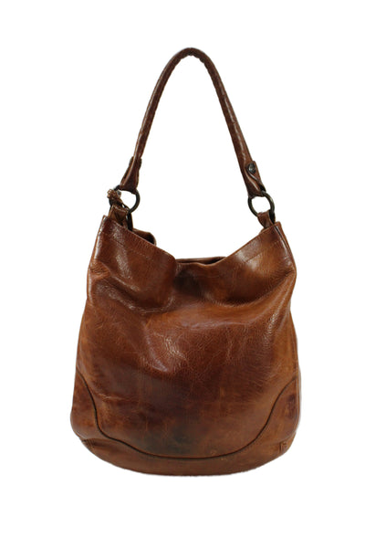 Frye Womens Leather Magnetic Closure Shoulder Bag Brown