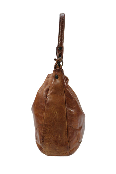 Frye Womens Leather Magnetic Closure Shoulder Bag Brown