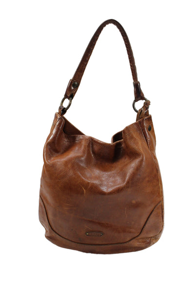 Frye Womens Leather Magnetic Closure Shoulder Bag Brown
