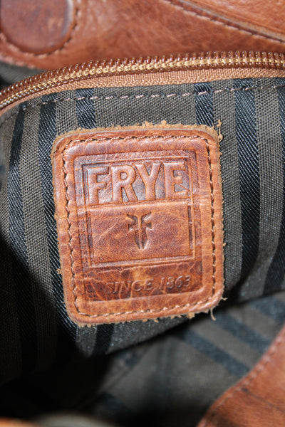Frye Womens Leather Magnetic Closure Shoulder Bag Brown