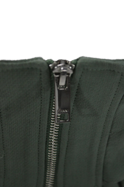 Ganni Womens Scrunched Trim Crop Top Shorts Set Green Cotton Size EUR 36/34