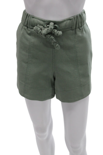 Ganni Womens Scrunched Trim Crop Top Shorts Set Green Cotton Size EUR 36/34
