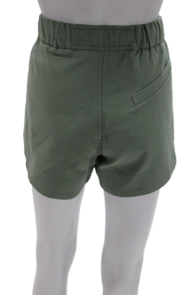 Ganni Womens Scrunched Trim Crop Top Shorts Set Green Cotton Size EUR 36/34