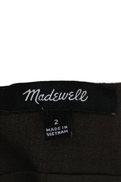 Madewell Women Brown Linen V-Neck Button Sleeveless Vest Size 2