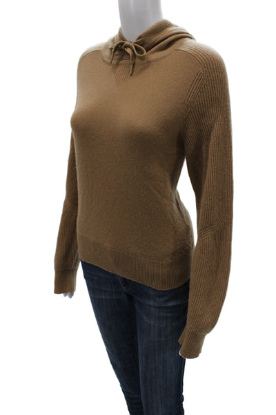 Rag & Bone Womens Cashmere Pullover Hoodie Brown Mock Neck Drawstring Size S
