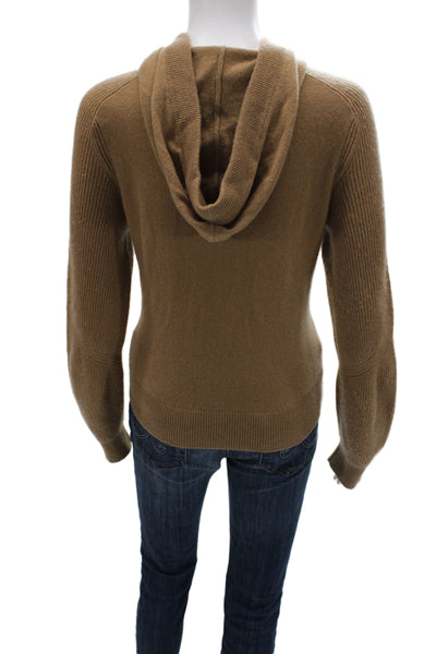 Rag & Bone Womens Cashmere Pullover Hoodie Brown Mock Neck Drawstring Size S