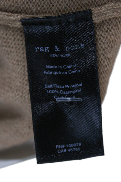 Rag & Bone Womens Cashmere Pullover Hoodie Brown Mock Neck Drawstring Size S