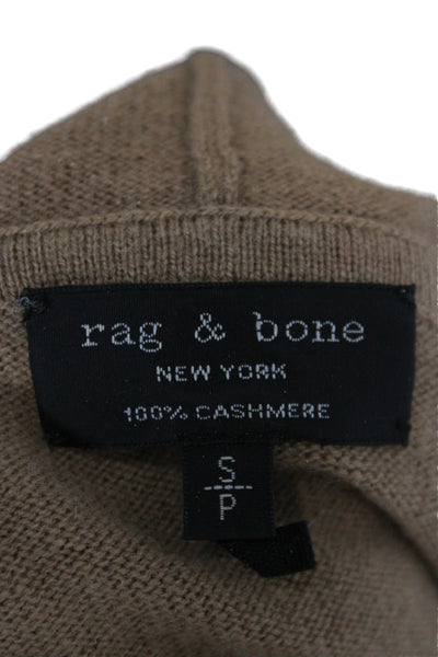 Rag & Bone Womens Cashmere Pullover Hoodie Brown Mock Neck Drawstring Size S