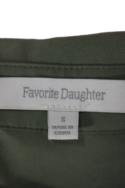 Favorite Daughter Women Green Collared Modal Long Sleeve Button Up Top Size S