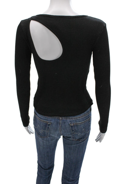 Simon Miller Women Designer Black Button Front Long Sleeve Sweater Size S