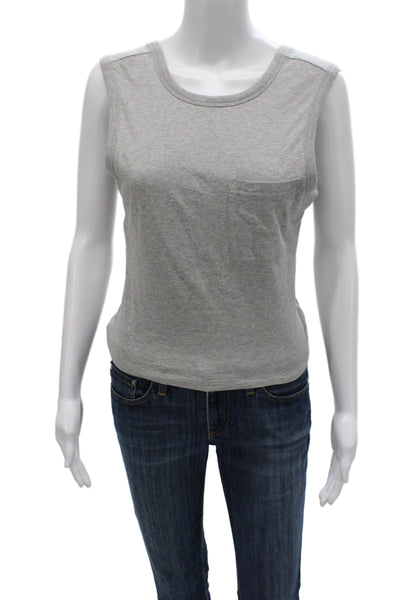 T Alexander Wang Womens Cropped Basic Gray Cotton Sleeveless Tank Size S