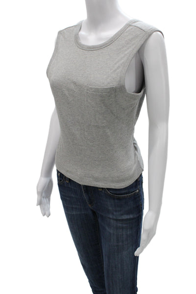 T Alexander Wang Womens Cropped Basic Gray Cotton Sleeveless Tank Size S