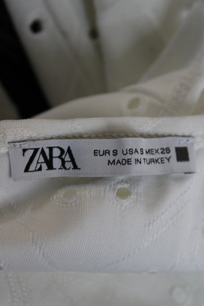 Zara Women Cropped Square Neck Tank White Sleeveless Size S