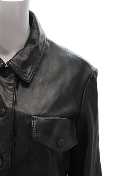 Zara Women Linen Motorcycle Jacket Black Collared Button Size S