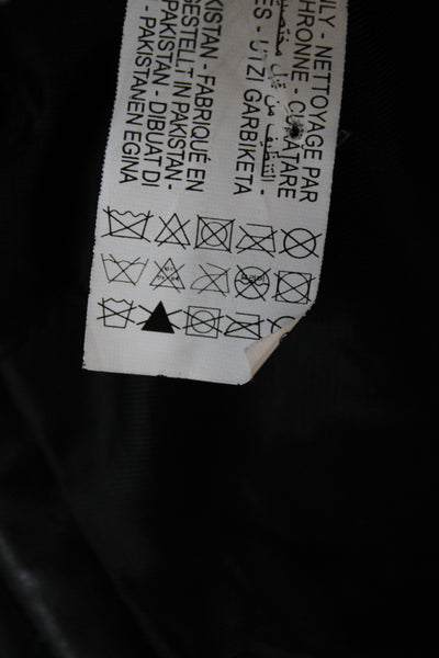 Zara Women Linen Motorcycle Jacket Black Collared Button Size S