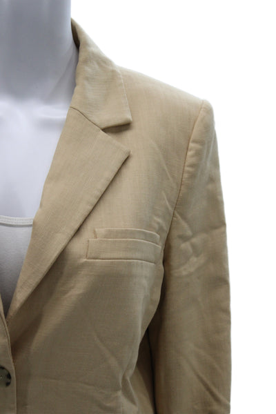 Zara Womens Beige Collared Polyester Blazer Button Long Sleeve Size S