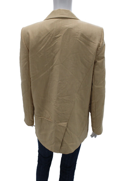 Zara Womens Beige Collared Polyester Blazer Button Long Sleeve Size S