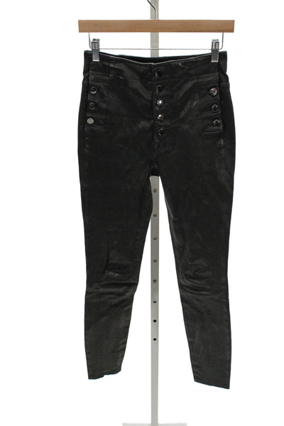 J Brand Women Black Lamb Leather Biker Jegging Pants Size 26
