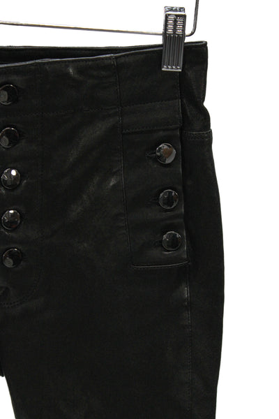 J Brand Women Black Lamb Leather Biker Jegging Pants Size 26