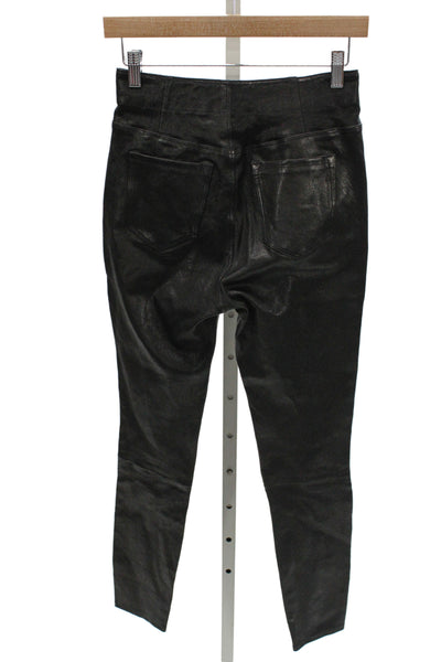 J Brand Women Black Lamb Leather Biker Jegging Pants Size 26