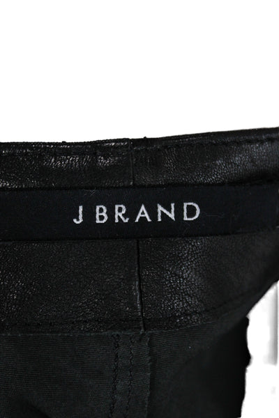 J Brand Women Black Lamb Leather Biker Jegging Pants Size 26