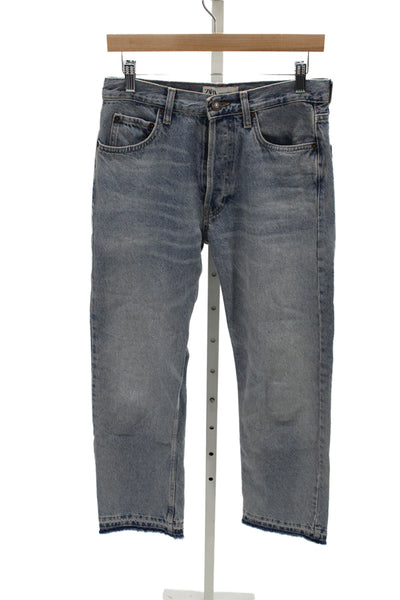 Zara Unisex Cropped Straight High Rise Blue Jeans 27in Inseam Size 2