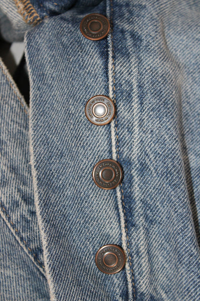 Zara Unisex Cropped Straight High Rise Blue Jeans 27in Inseam Size 2