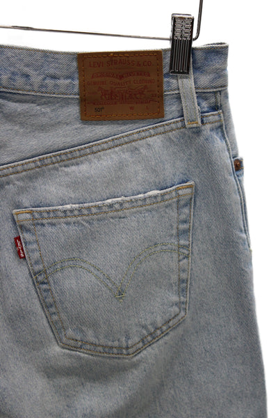 Levi Strauss & Co Men Straight Cropped Lt Blue High Rise Jeans Cotton Size 26