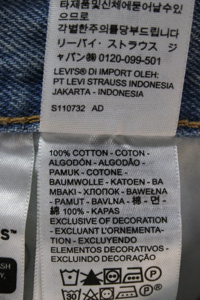 Levi Strauss & Co Men Straight Cropped Lt Blue High Rise Jeans Cotton Size 26