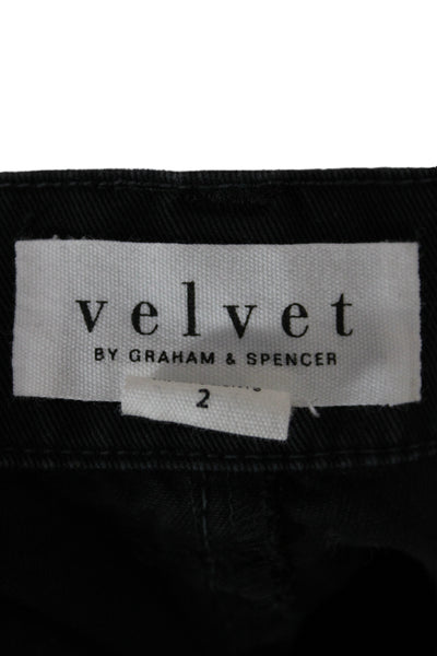 Velvet by Graham & Spencer Unisex Cropped Cargo Pants Black Cotton Size 2