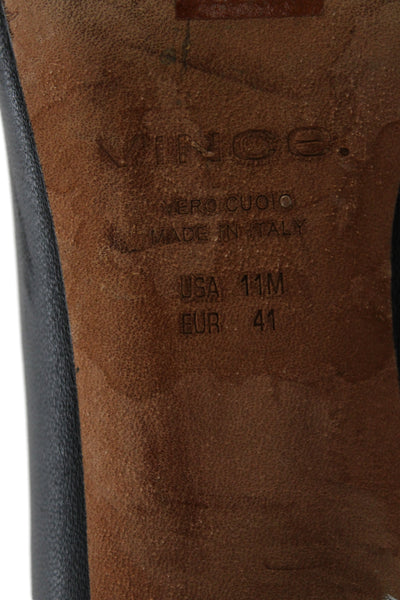 Vince Womens Leather Block Heel Zip Up Ankle Boots Black Size 11 Medium