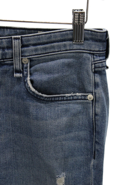 Rag & Bone Women Cropped Skinny Jeans Blue Mid Rise Button Fly Size 24