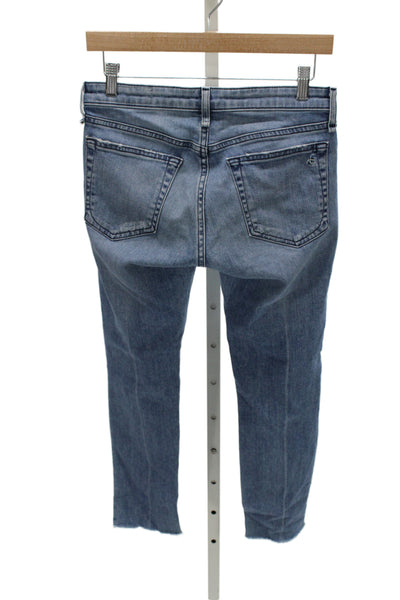 Rag & Bone Women Cropped Skinny Jeans Blue Mid Rise Button Fly Size 24