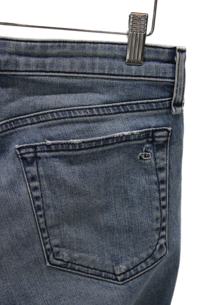 Rag & Bone Women Cropped Skinny Jeans Blue Mid Rise Button Fly Size 24