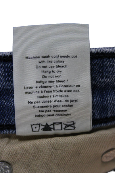 Rag & Bone Women Cropped Skinny Jeans Blue Mid Rise Button Fly Size 24