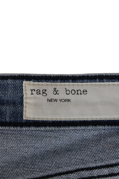 Rag & Bone Women Cropped Skinny Jeans Blue Mid Rise Button Fly Size 24