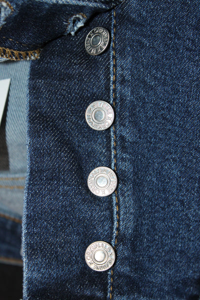 Re/Done Womens Cropped Straight High Waist Dark Blue Jeans Button Size 25