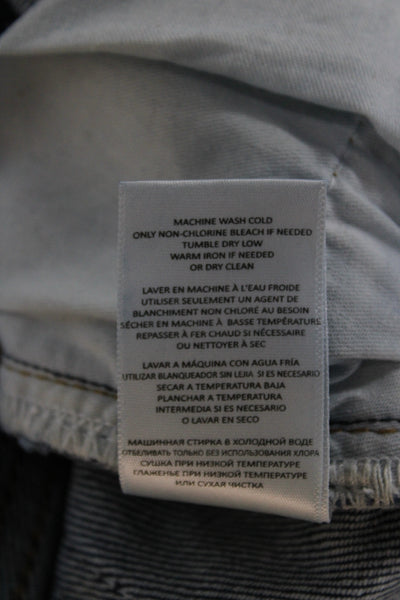 Re/Done Womens Cropped Straight High Waist Dark Blue Jeans Button Size 25