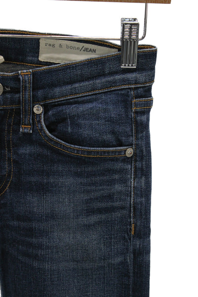 Rag & Bone Jean Womens Skinny Dark Blue Jeans Mid-Rise 26 Inseam Size 25