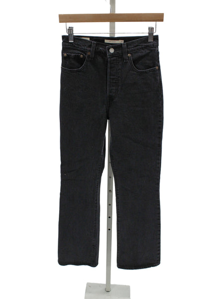 Levis Women Straight Black High Waist Jeans 32in Inseam Size 25