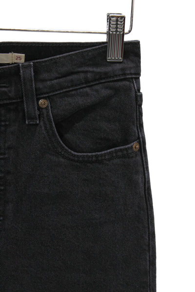 Levis Women Straight Black High Waist Jeans 32in Inseam Size 25