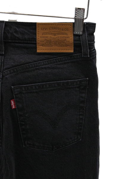Levis Women Straight Black High Waist Jeans 32in Inseam Size 25