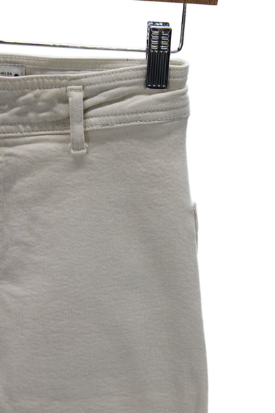 Zara Women Cropped High Waist White Jeans Button Closure Size 24
