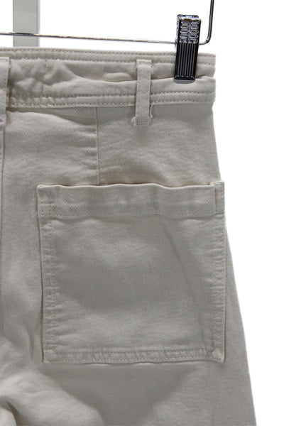 Zara Women Cropped High Waist White Jeans Button Closure Size 24